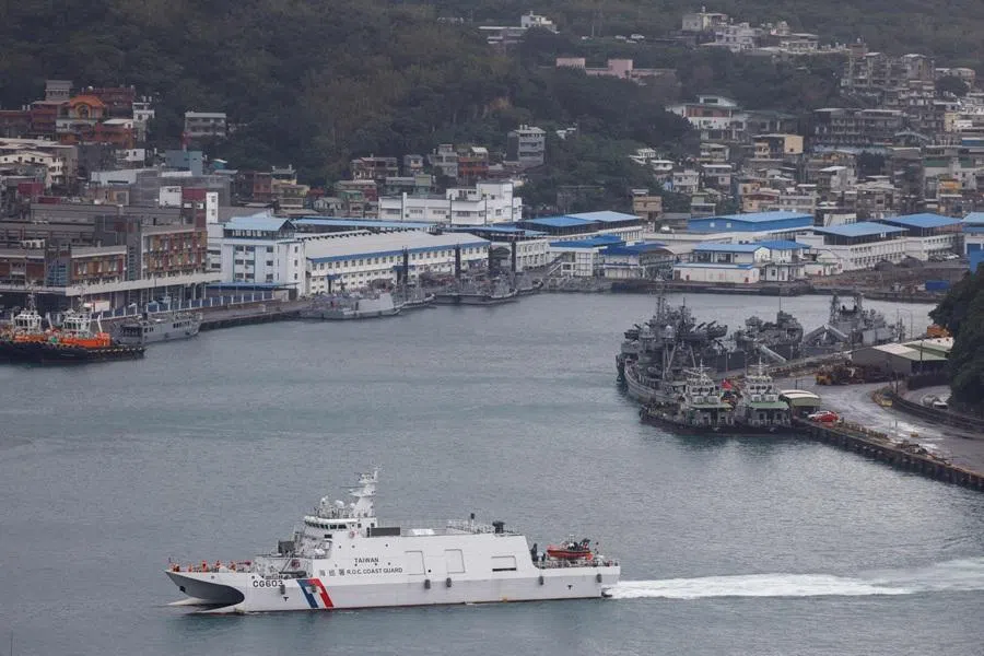 A Taiwan Coast Guard patrol vessel moves in Keelung, as China conducts "Justice Mission 2025" military drills around Taiwan, in Keelung, Taiwan, on 30 December 2025. (Ann Wang/Reuters)