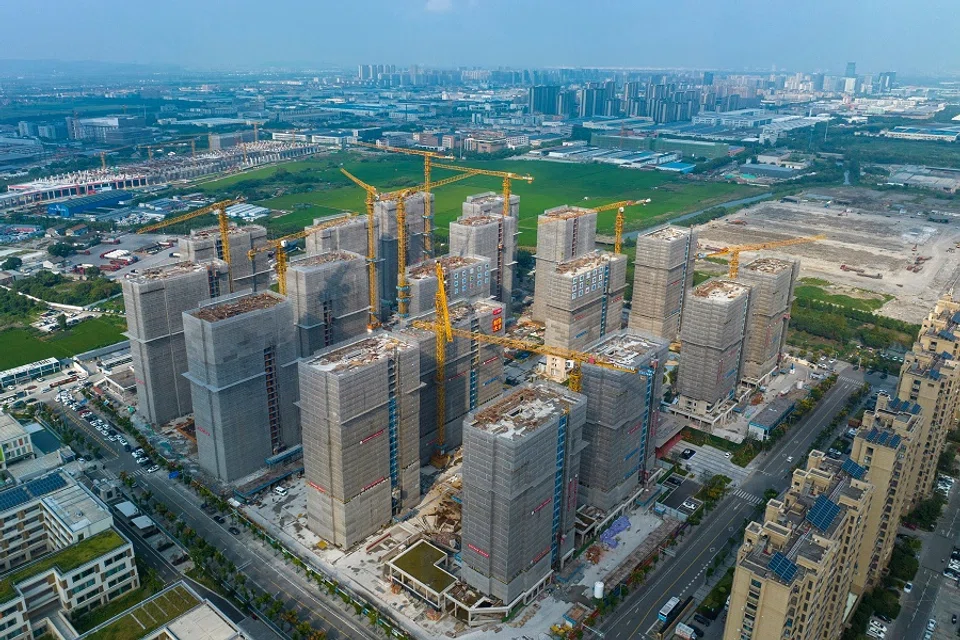 An aerial photo taken on 17 September 2023 shows residential buildings under construction in Ningbo, in China's eastern Zhejiang province. (AFP)