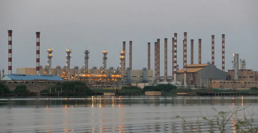 A general view of Abadan oil refinery in southwest Iran, is pictured from Iraqi side of Shatt al-Arab in Al-Faw south of Basra, Iraq, on 21 September 2019. (Essam Al-Sudani/File Photo/Reuters)