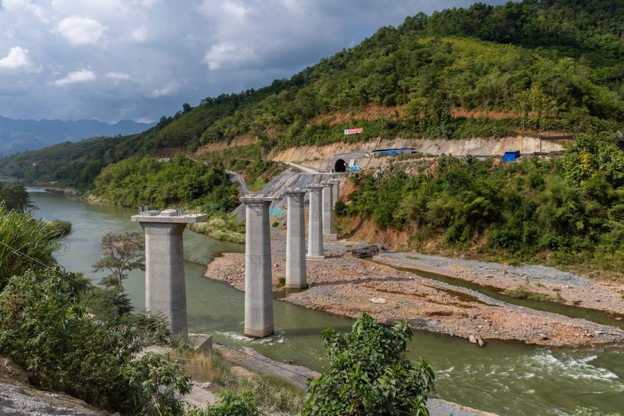 Tunnel and bridge of the China-Laos railway project under construction, 7 November 2019. (Xinhua)