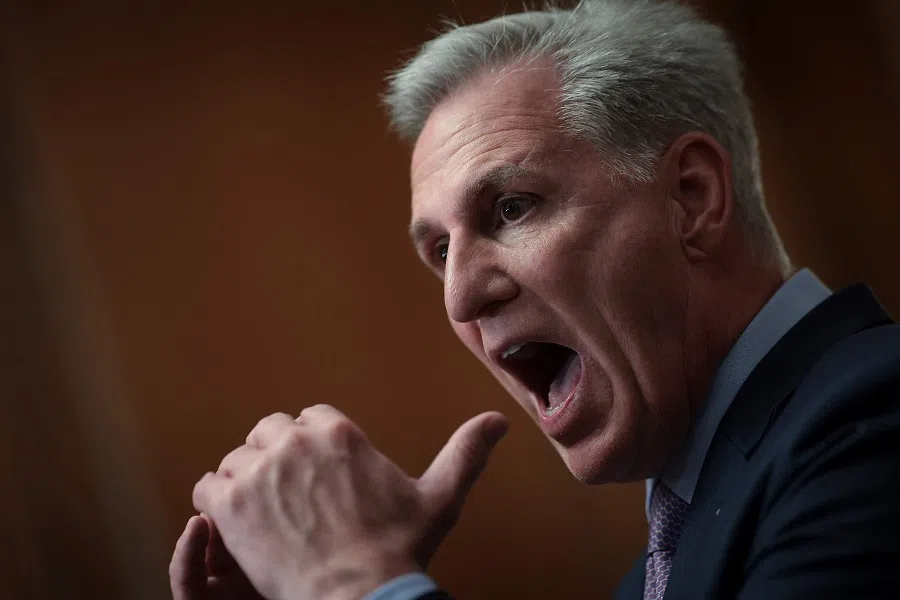 US Representative Kevin McCarthy answers questions at the Capitol after being ousted as House Speaker, 3 October 2023 in Washington, DC, US. (Win McNamee/Getty Images/AFP)