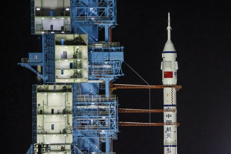 A Long March 2F rocket carrying the Shenzhou-23 spacecraft with astronauts Zhu Yangzhu, Zhang Zhiyuan, and Lai Ka-ying, who is the first astronaut from Hong Kong, before it blasts off to China's Tiangong space station from the launchpad at the Jiuquan Satellite Launch Center, near Jiuquan, Gansu province, China, on 24 May 2026.