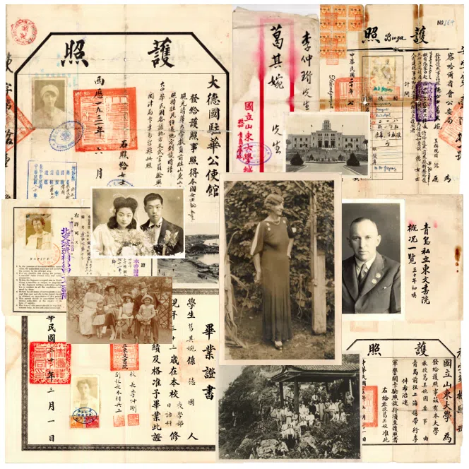 Some of Professor Margot Grzywacz’s personal items, including photographs and passports.