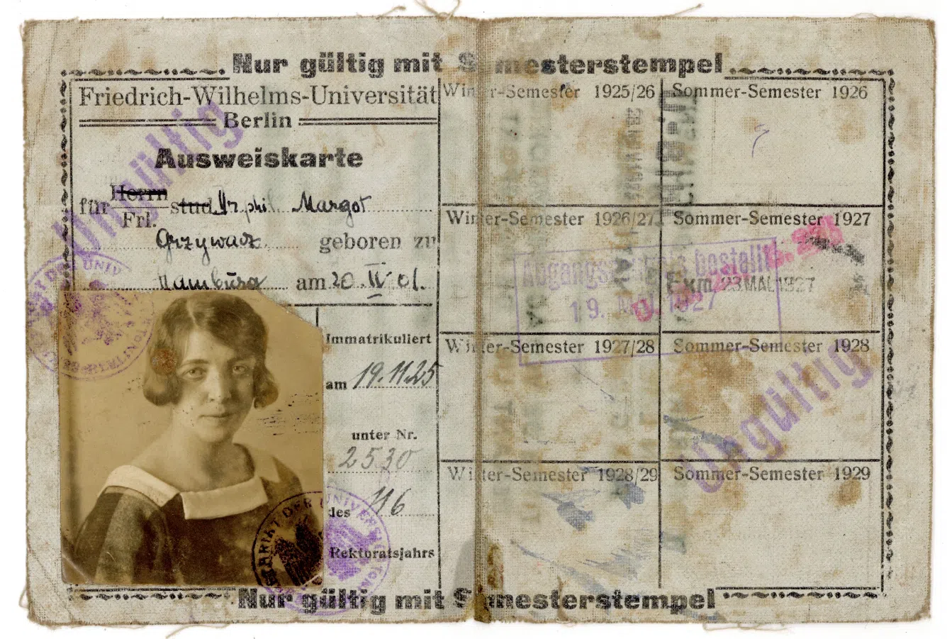 Margot Grzywacz’s matriculation information at Friedrich Wilhelm University.