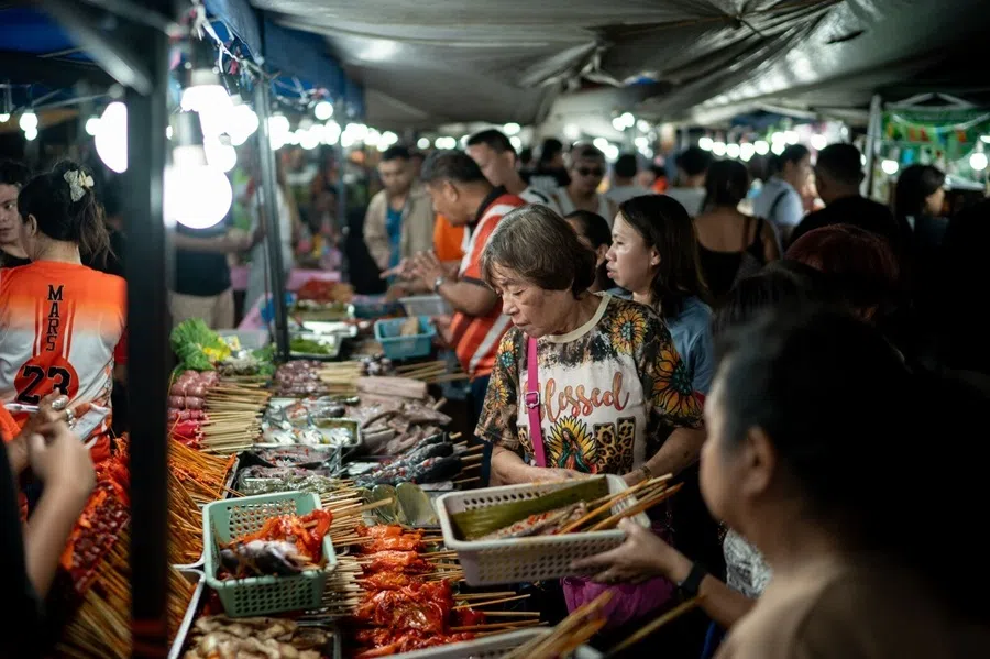 A food stall at a night market in Davao City, the Philippines, on 17 September 2026.