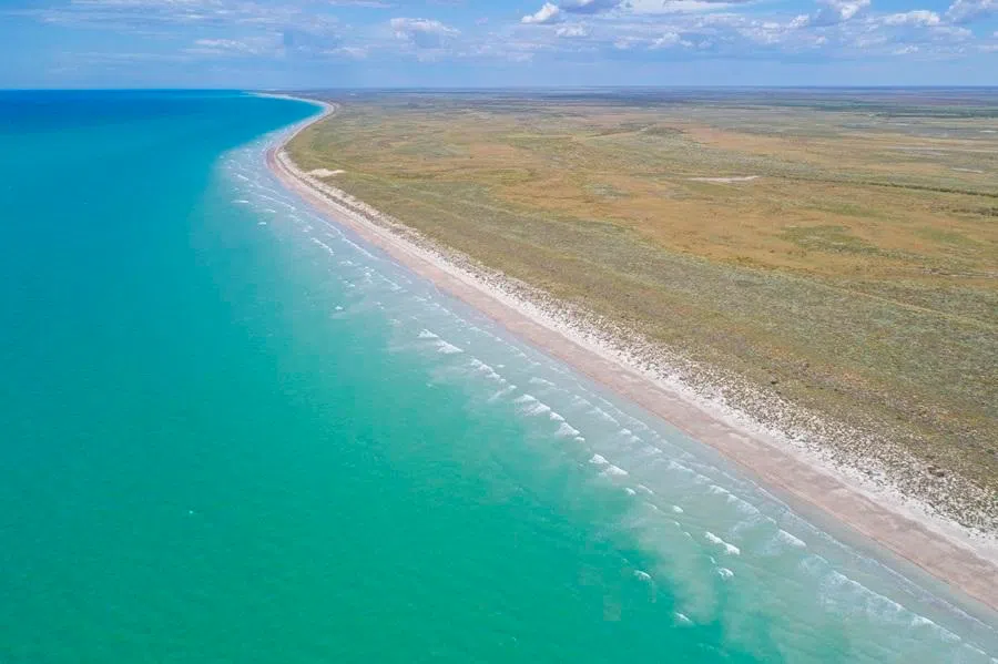 A view of the Pilbara coast of Western Australia, where Bruce Cheung saw a black swan.