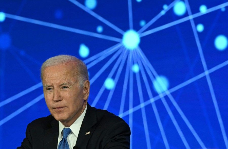 US President Joe Biden at an event on artificial intelligence in San Francisco, California, 20 June 2023. (Andrew Caballero-Reynolds/AFP)