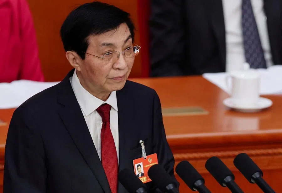 Chinese People's Political Consultative Conference (CPPCC) Chairman Wang Huning speaks during the opening session of the CPPCC at the Great Hall of the People in Beijing, China, 4 March 2026.