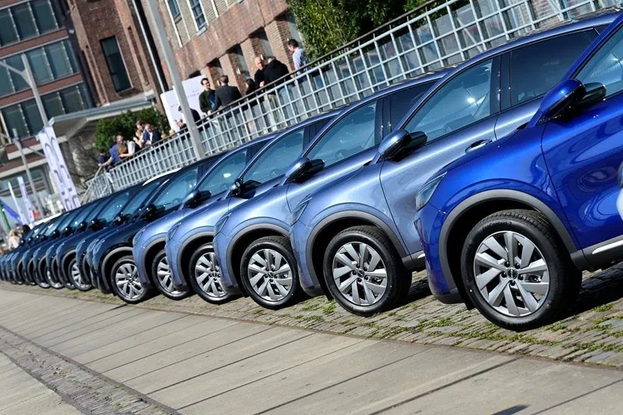 BYD ATTO 3 EVOs are pictured during a media driving event of the Chinese carmaker BYD in Hamburg, Germany, on 19 March 2026.
