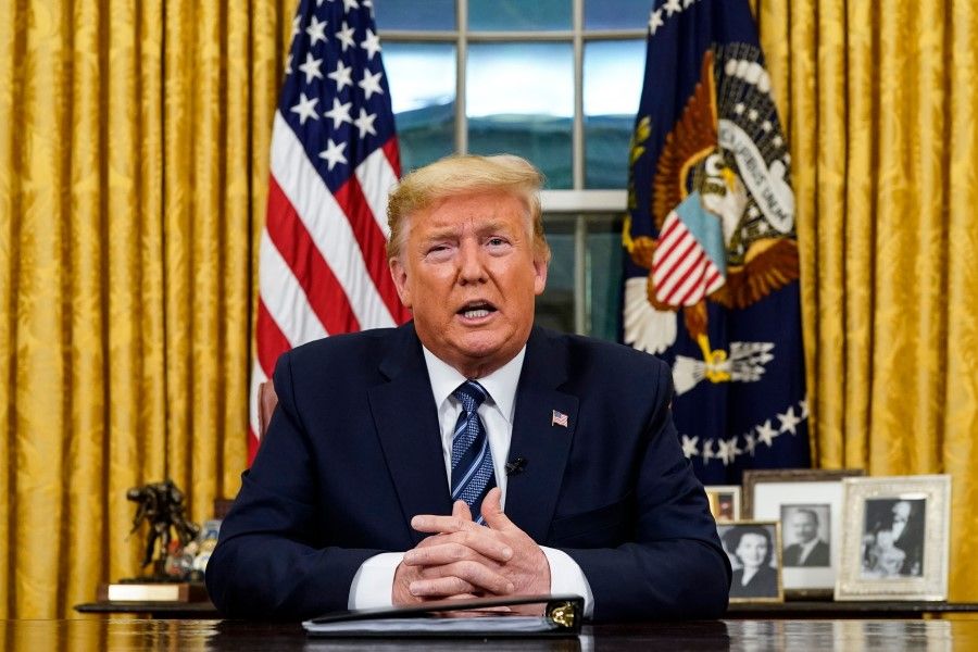 US President Donald Trump announced on 9 March the US would ban all travel from Europe for 30 days to stop the spread of the Covid-19 outbreak. Europe has had difficult relations with the US and has internal problems of its own, which may lead to it becoming more inward-looking. (Doug Mills/AFP)