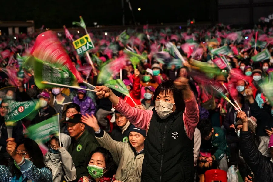 Democratic Progressive Party (DPP) supporters at a presidential election rally in New Taipei City, Taiwan, on 12 January 2024. (SPH Media)