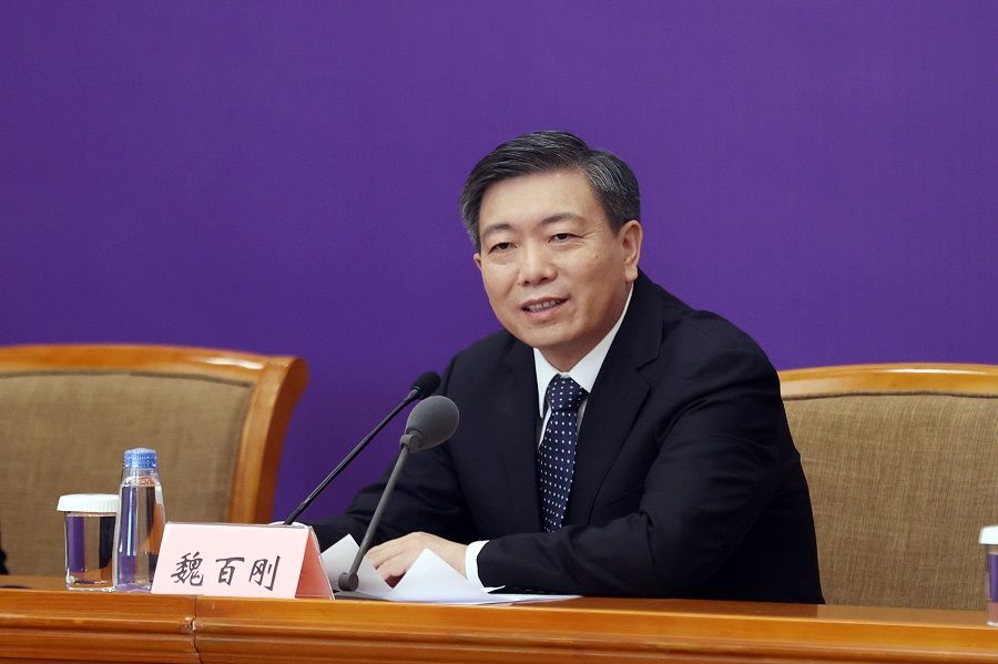 Wei Baigang, head of the Ministry of Agriculture and Rural Affairs' department of development and planning, answers a reporter's question at the press conference of the Joint Prevention and Control Mechanism of the State Council on 4 April 2020. (CNS)