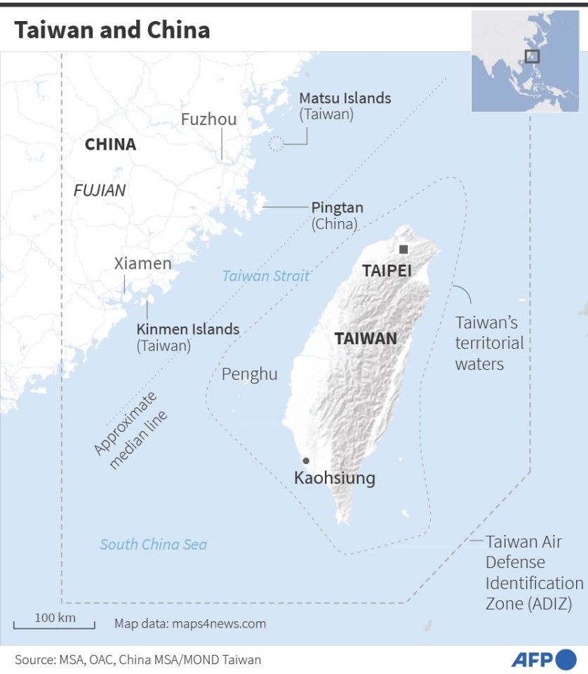 A map showing the Kinmen and Matsu islands. (AFP)