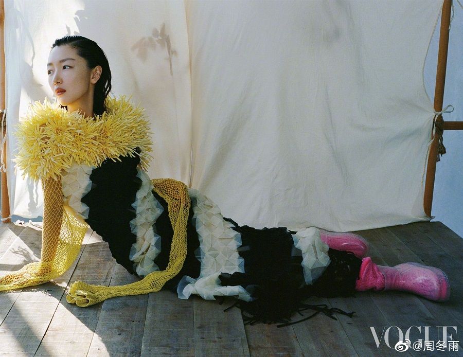 Chinese actress Zhou Dongyu models for a spread in Vogue China. (Weibo/周冬雨)