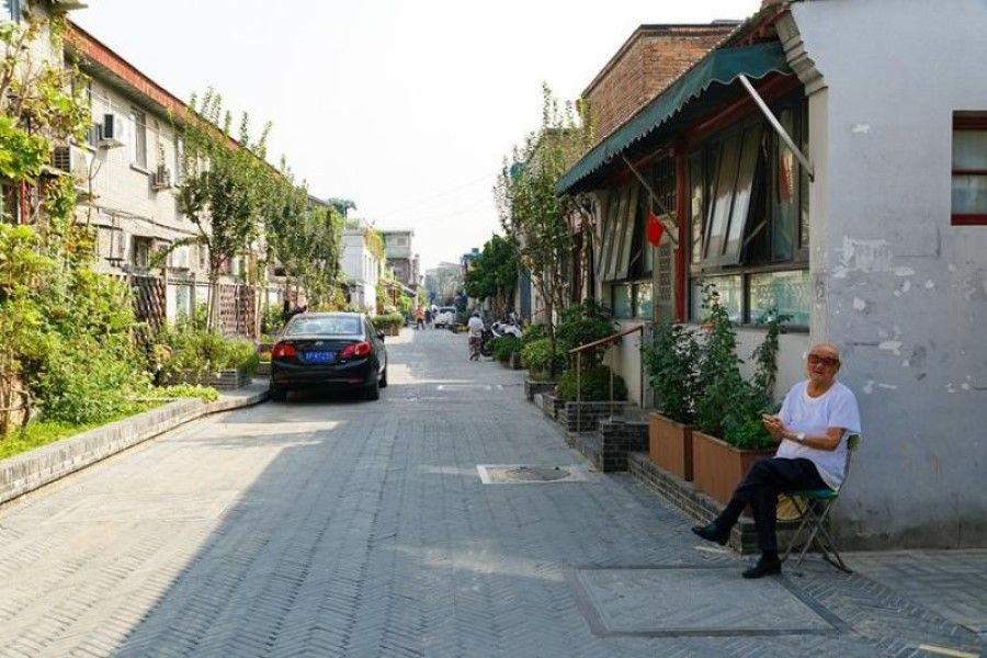 Decorative ponds and plants add to the greenery in the hutong. (Photo: Meng Dandan)