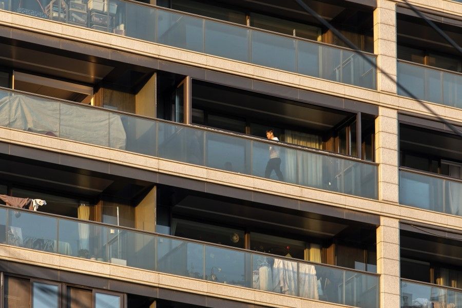 Apartment balconies in Shanghai, China, on 25 November 2021. (Qilai Shen/Bloomberg)