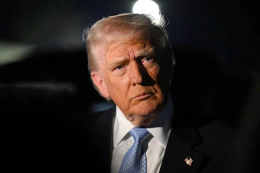 US President Donald Trump speaks to reporters before boarding Air Force One on 16 November 2025 at Palm Beach International Airport in West Palm Beach, Florida.
