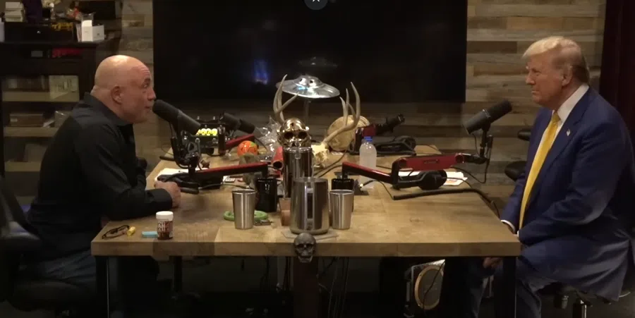 Donald Trump appeared on The Joe Rogan Experience in October last year. (Screen grab from YouTube/PowerfulJRE)