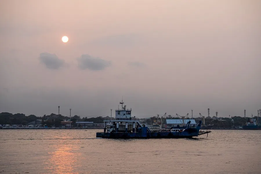 A ferry traveling between Davao City and Samal City, as seen from Samal City, the Philippines, on 18 September 2026.