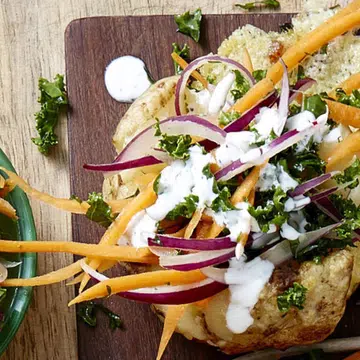recipe for Kale Slaw Baked Potatoes With Zesty Yoghurt