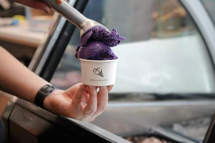 Ube (purple yam) ice cream at gelato shop Burnt Cones in Clementi. PHOTO: BURNT CONES