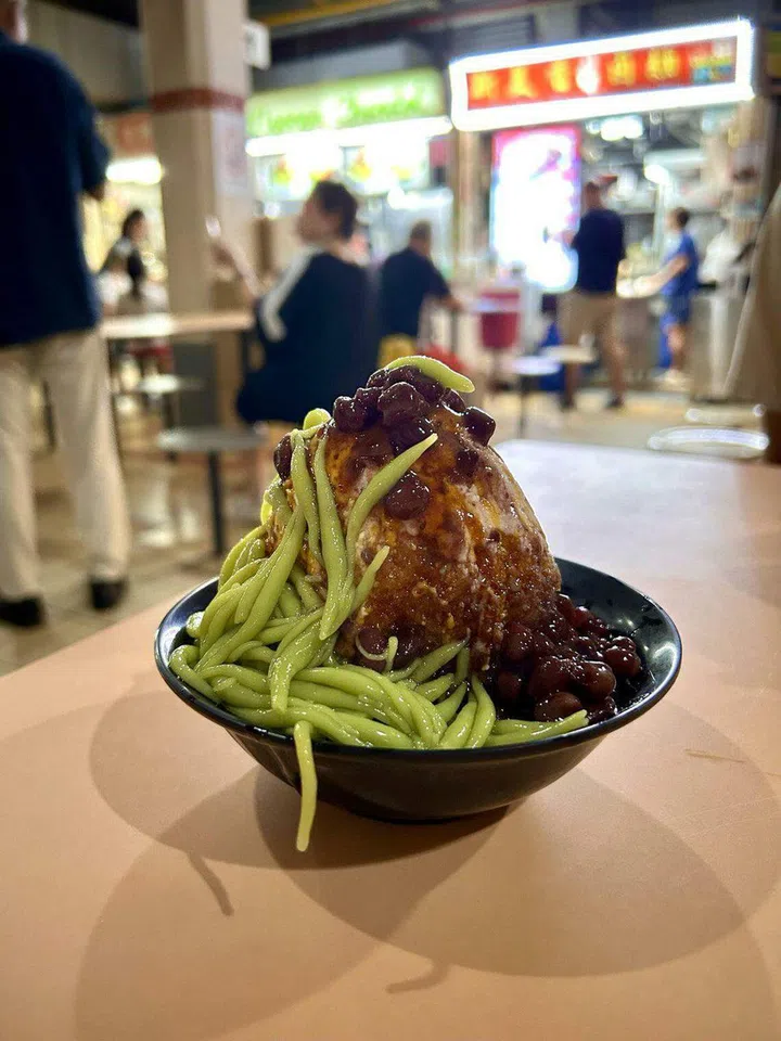 Red bean chendol at Nyonya Chendol’s Old Airport Road stall. ST PHOTO: CHERIE LOK