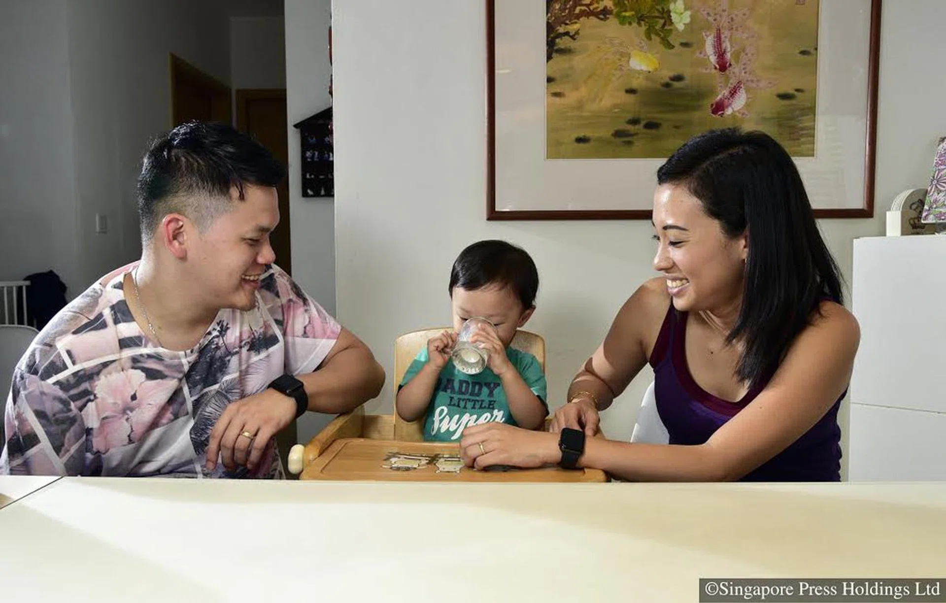 Mrs Alethia Lee, 29, who works at a luxury lifestyle magazine, with husband Lee Ying Quan, 30, and their son Kester. Mrs Lee breastfed her son until he was 15 months old before giving him fresh milk.

