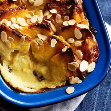 Bread & Butter Pudding With Banana & Almonds
