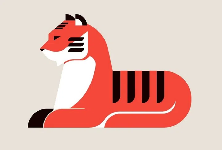 Chinese horoscope zodiac collection, geometric minimalist style. Animals symbols of Chinese New year . Set of mascots: rabbit, dragon, snake, tiger, ox, rat, pig, dog, rooster, monkey, goat, horse. Vector illustrations and concept design