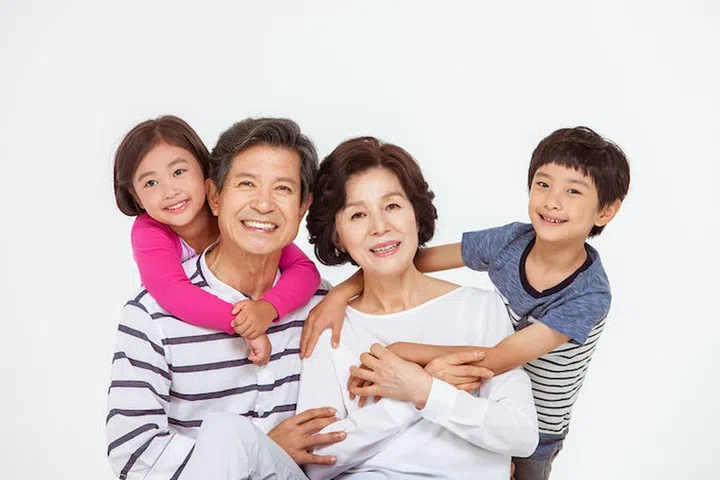 Portrait of Happy Asian Family