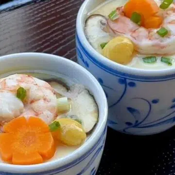 Steamed Egg Tofu with Prawns