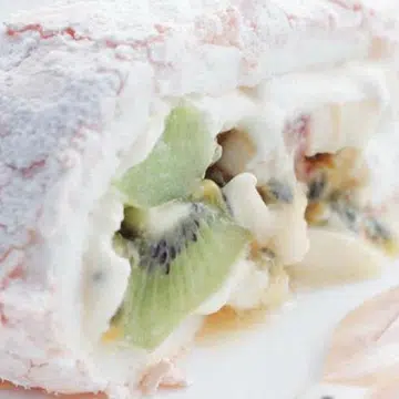 Pavlova Roll With Banana, Kiwi & Passionfruit
