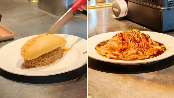 With the original Kichi Kichi omurice, the omelette is sliced, and its creamy inside cascades over a mound of rice. Credit: The Singapore Women's Weekly
