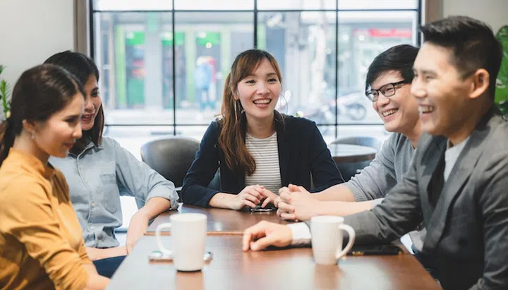 professional business person team colleague meeting and discussion, group working with corporate teamwork, talking for cooperation idea brainstorming, occupation strategy