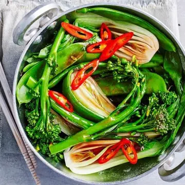 Steamed Asian Greens With Char Siu Sauce