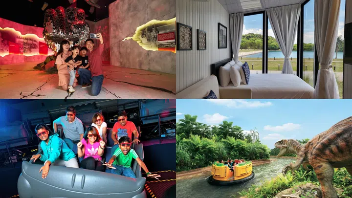 Collage Credit: Klook, Tiny Away Escape, Sentosa 4D Adventureland,  Resorts World Sentosa