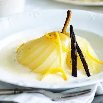Poached Pears With Sabayon