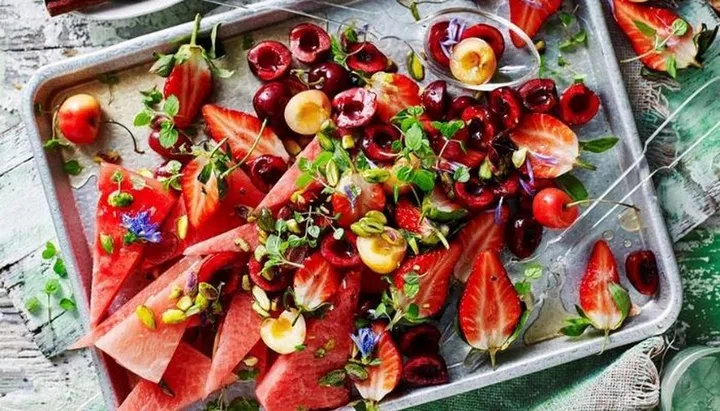 Red Fruit Salad With Chai-Spiced Yoghurt