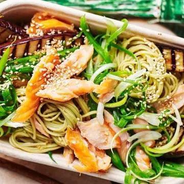 Eggplant Noodle Salad With Smoked Trout