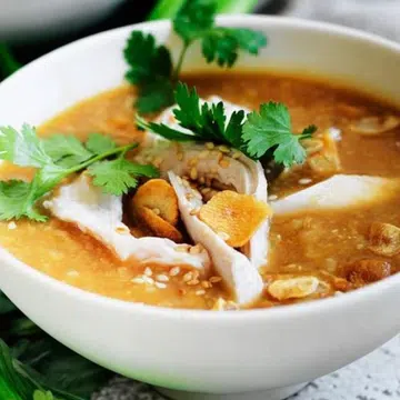 Brown Rice Congee With Fried Garlic