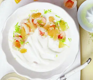 Yoghurt With Lychee, Lime And Lemongrass Topping