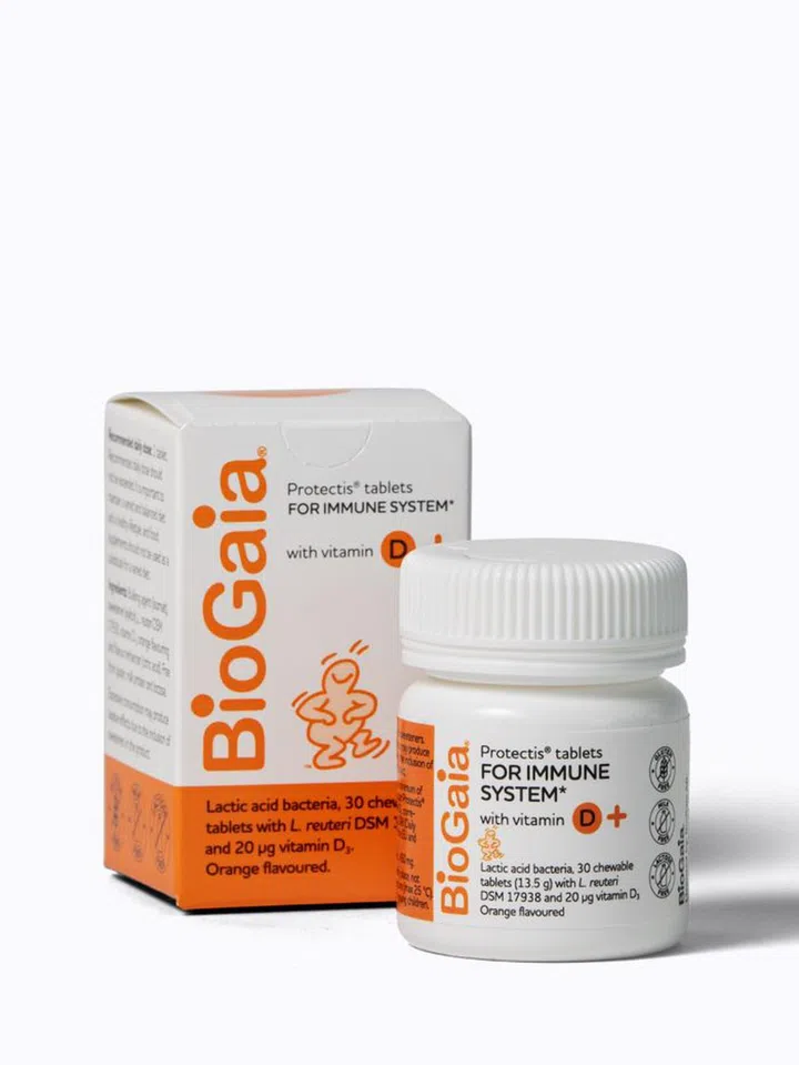 The BioGaia Protectis chewable tablets come in delicious orange and strawberry flavours.