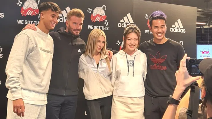 From left: Ikhsan Fandi, David Beckham, Jade Rasif, Christabel Chua and Joakim Gomez. Photo: The Singapore Women's Weekly