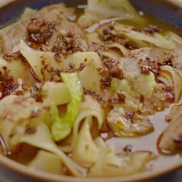 Wide Noodles With Lamb Shank In Aromatic Broth