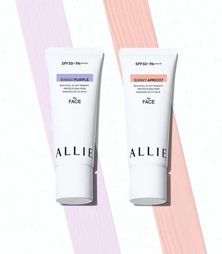 ALLIE Ennui Purple and Sunny Apricot sunscreens