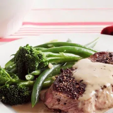 Pepper Steaks With Pumpkin Mash