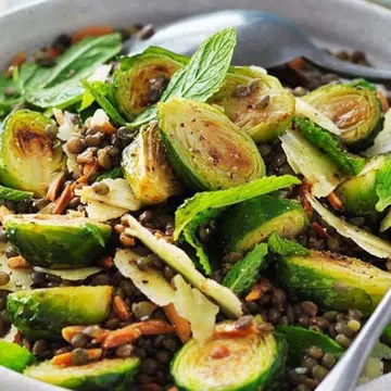Roasted Brussels Sprouts & Lentil Salad