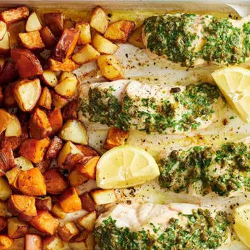Garlic Butter Fish & Crispy Potatoes