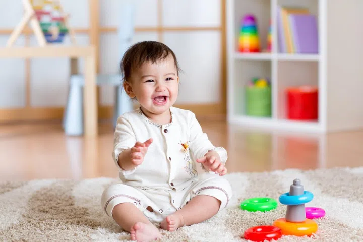 Instead of always playing with them, encourage your baby to play independently