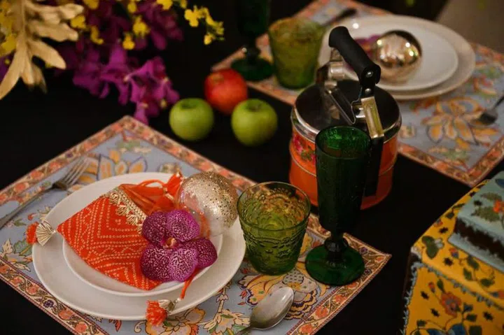 For an Asia-inspired Christmas table, Mr Setiawan recommends using Peranakan elements with vibrant colours and distinctive motifs. ST PHOTO: SHINTARO TAY